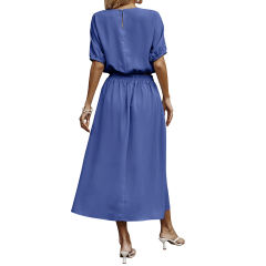 Blue Pleated Crop Top with Skirt Set TQX711094-5