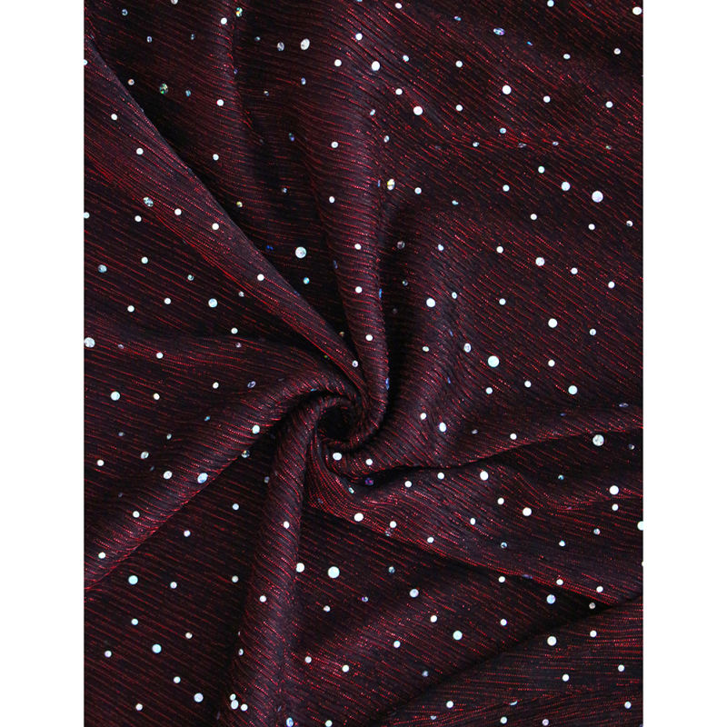 Burgundy Sequin V Neck High Split Maxi Dress TQK311352-23