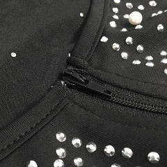 Black Rhinestone Open Back Mermaid Maxi Dress TQK311126-2