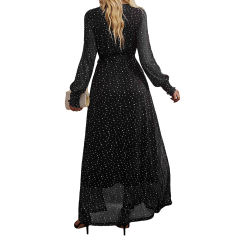 Black Sequin V Neck High Split Maxi Dress TQK311352-2