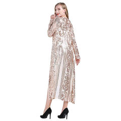 Apricot Sequined Perspective Long Cardigan TQK280045-18