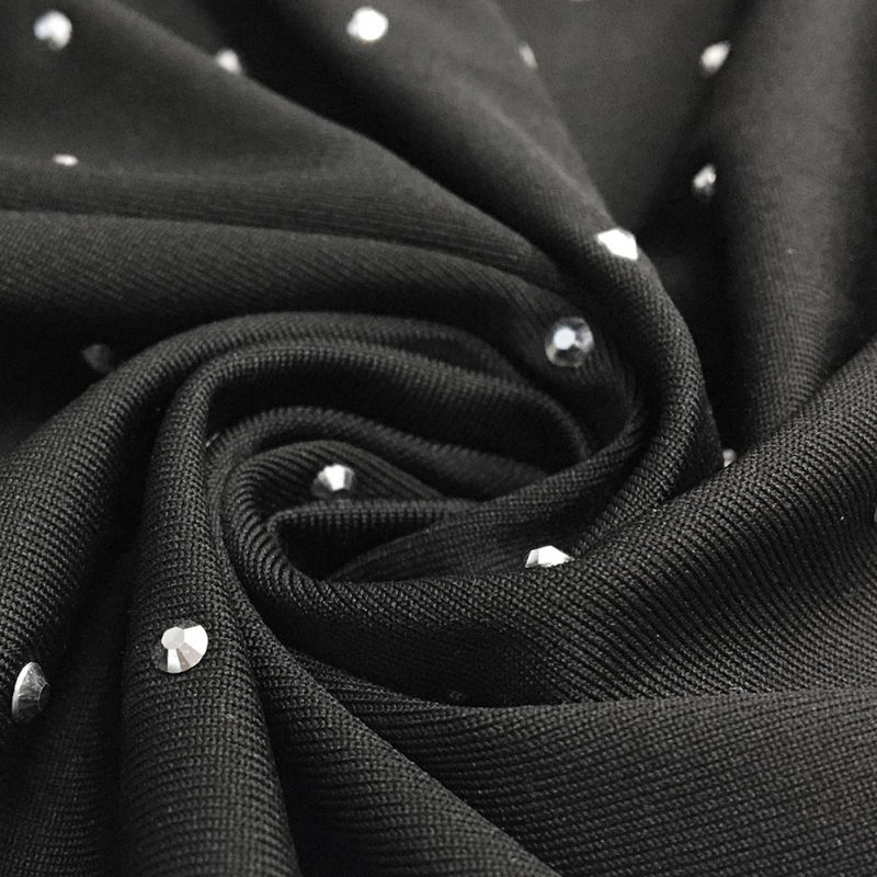Black Rhinestone Open Back Mermaid Maxi Dress TQK311126-2