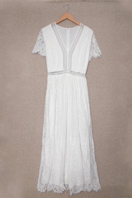White Fill Your Heart Lace Maxi Dress LC611316-1