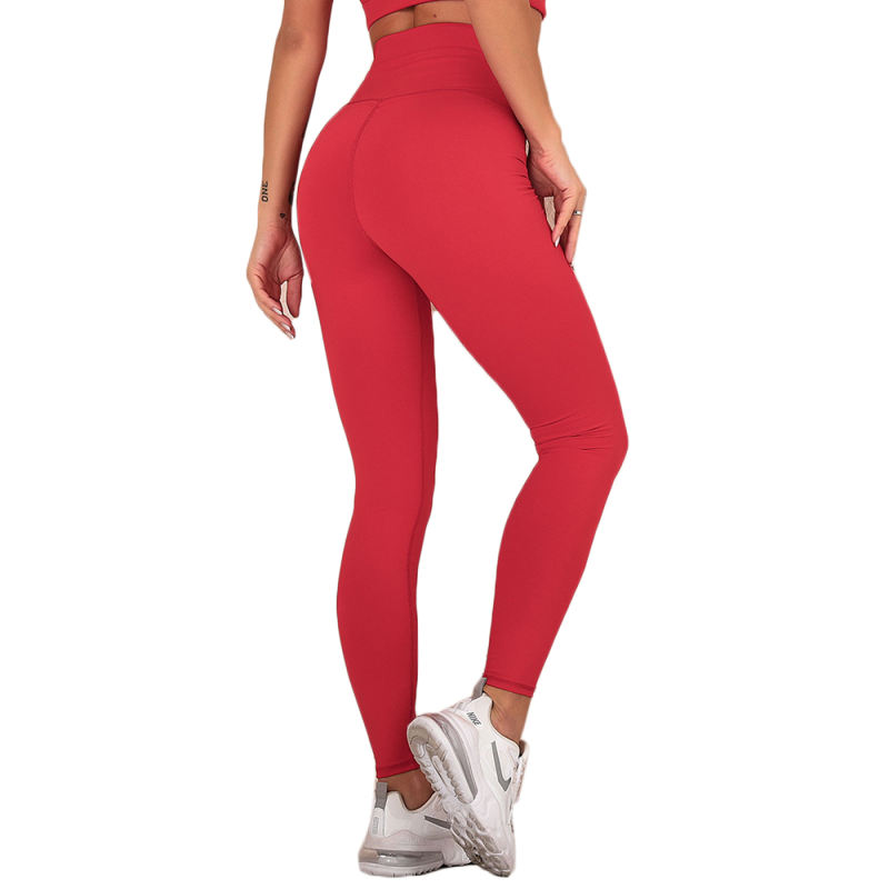 Red Sides Drawstring Short Sleeve Yoga Pant Set TQK710243-3