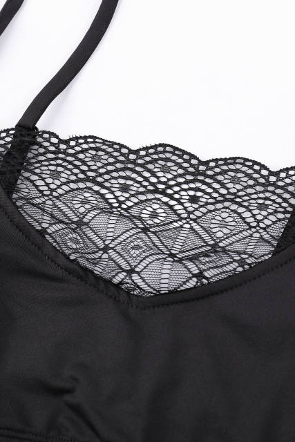 Black Lace Solid Color Plus Size Bra LC204-2