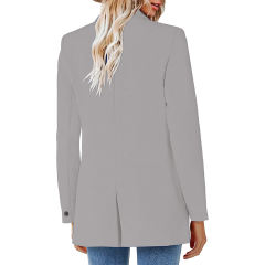 Light Gray Lapel Collar Button Solid Color Blazer TTQK260054-25