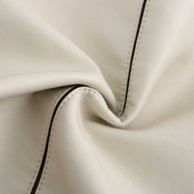 Beige Turn Down Slim Fit PU Leather Jacket TQK280095-46