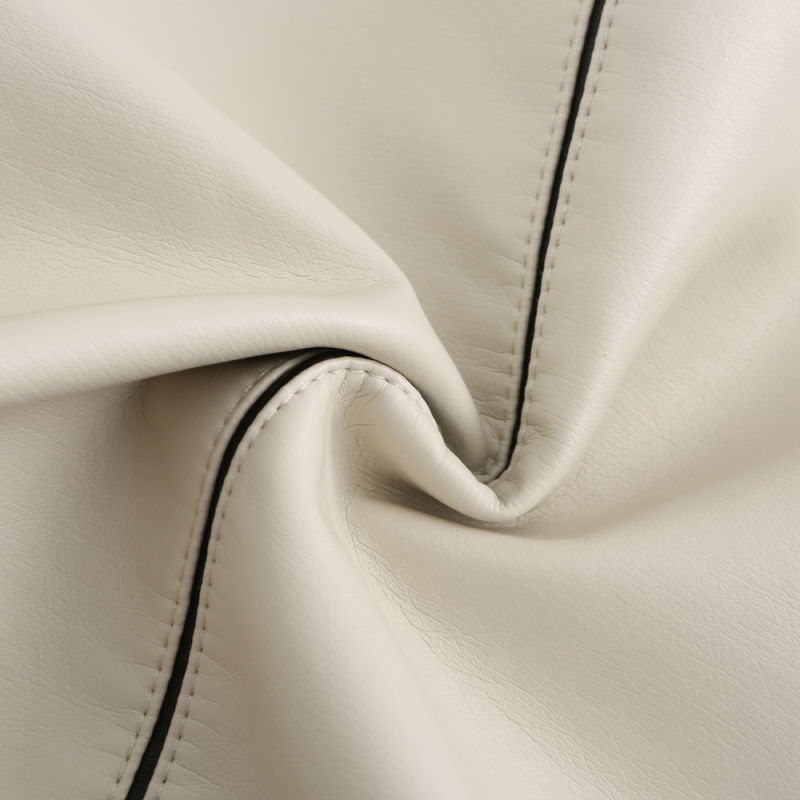 Beige Turn Down Slim Fit PU Leather Jacket TQK280095-46
