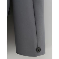 Dark Gray Lapel Collar Button Solid Color Blazer TQK260054-26