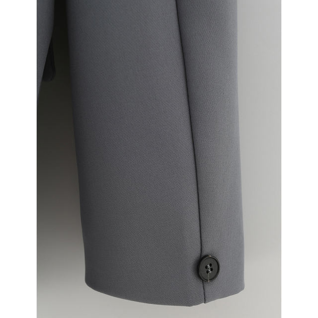Dark Gray Lapel Collar Button Solid Color Blazer TQK260054-26
