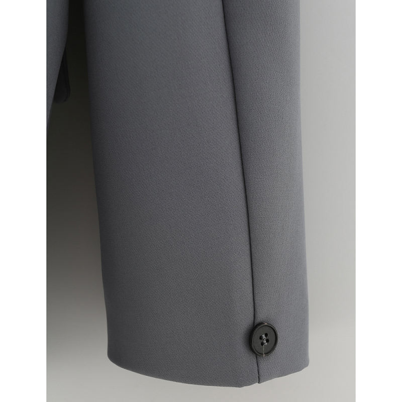 Dark Gray Lapel Collar Button Solid Color Blazer TQK260054-26