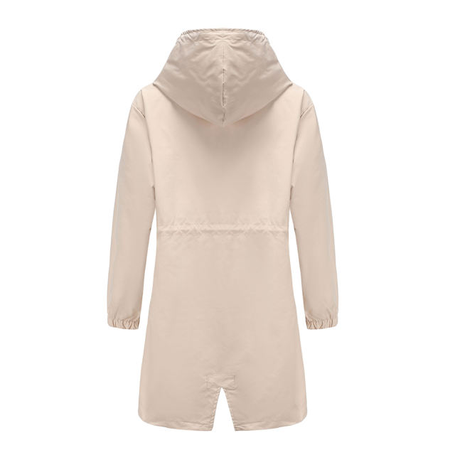 Khaki Weatherproof Hooded Outdoor Rainproof Coat TQK280160-21
