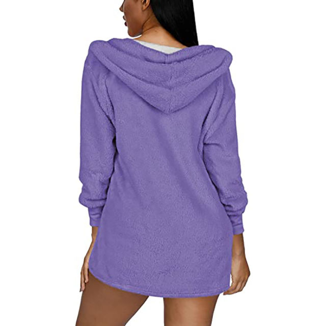 Purple Plush Hoodie with Shorts and White Vest 3pcs Set TQK710393-8