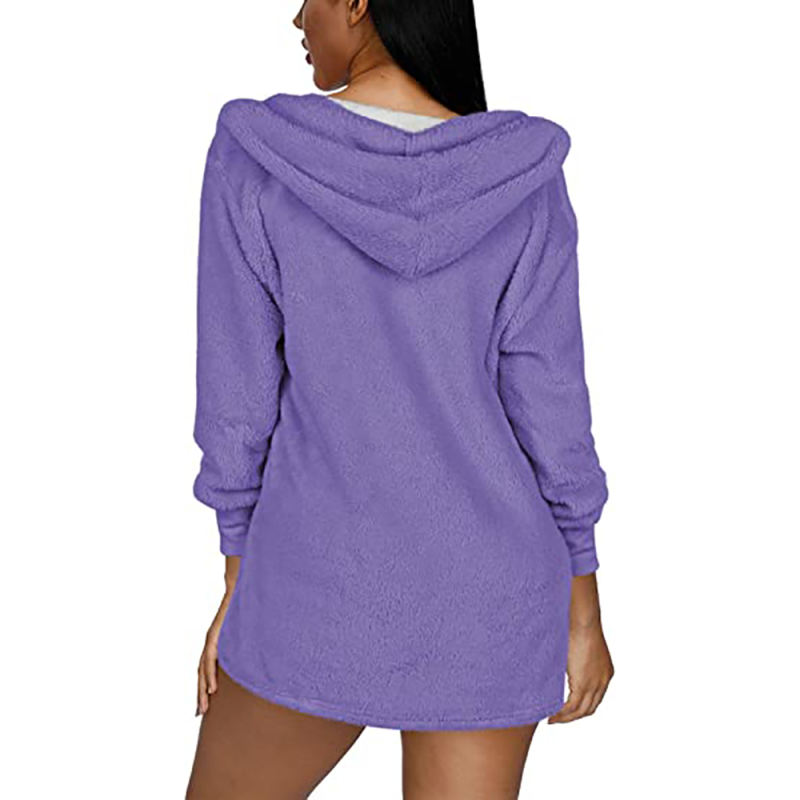 Purple Plush Hoodie with Shorts and White Vest 3pcs Set TQK710393-8