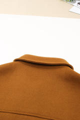 Brown Long Sleeve Pockets Buttoned Shirt Jacket LC8512409-17