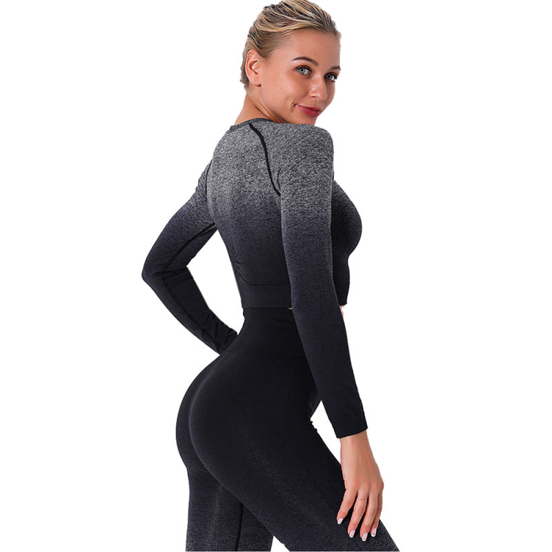 Black Gradient Long Sleeve Sports Set TQE00131-2