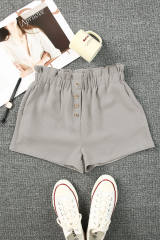 Gray Linen Mix Paper Bag Shorts LC731168-11