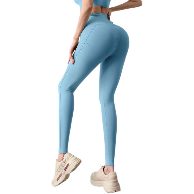 Blue Cross Shoulder Bra with Pant Yoga Set TQE91344-5