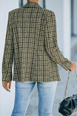 Black Plaid Double Breasted Lapel Collar Blazer LC852395-2