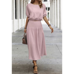 Pink Pleated Crop Top with Skirt Set TQX711094-10