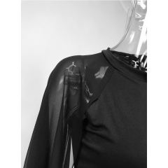 Black Crepe Flared Sleeve Bodycon Maxi Dress LCSN070-2