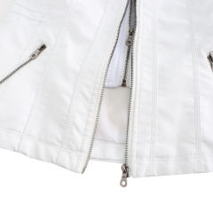 White Removable Hooded Washed PU Leather Jacket TQK280096-1