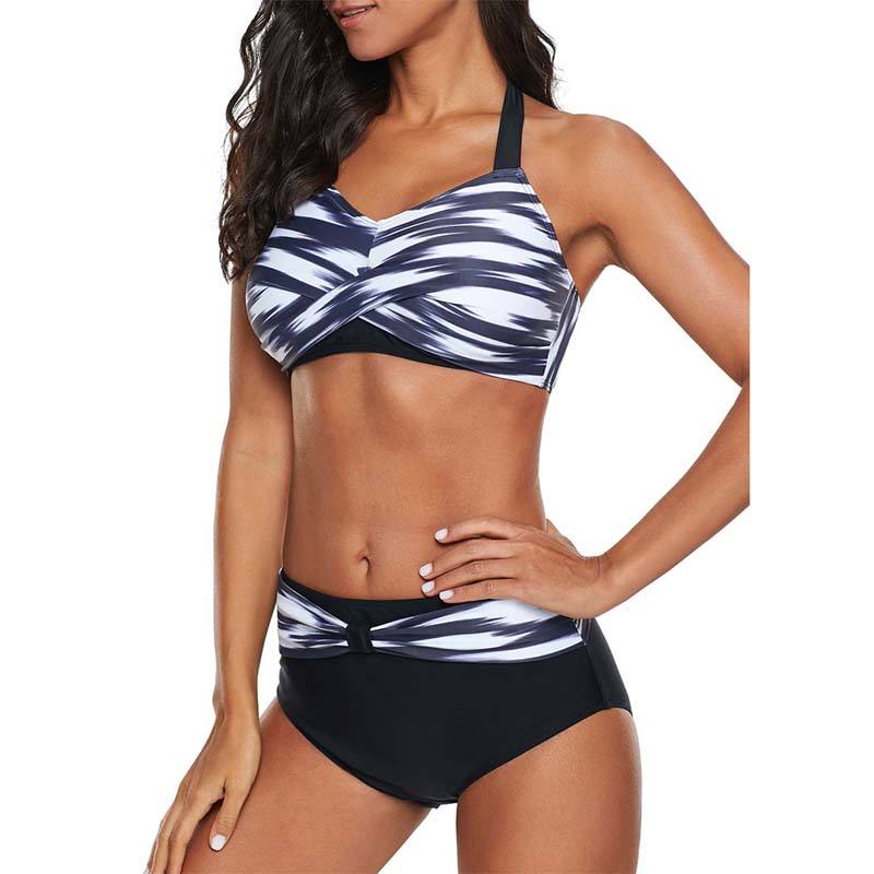 Black White Tie Dye Bikini Swimwear TQK610111-2
