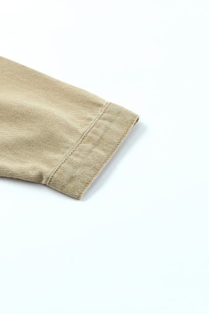 Khaki Frayed Trim Rivet Denim Jacket LC788104-16