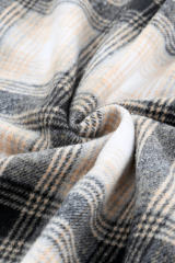 Black Vintage Plaid Fleece Lining Jacket LC854187-2