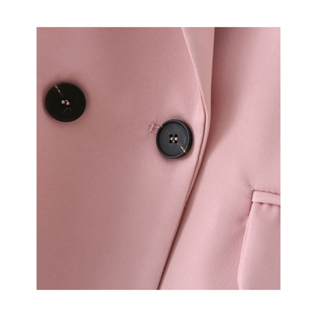 Pink Lapel Collar Button Solid Color Blazer TQK260054-10