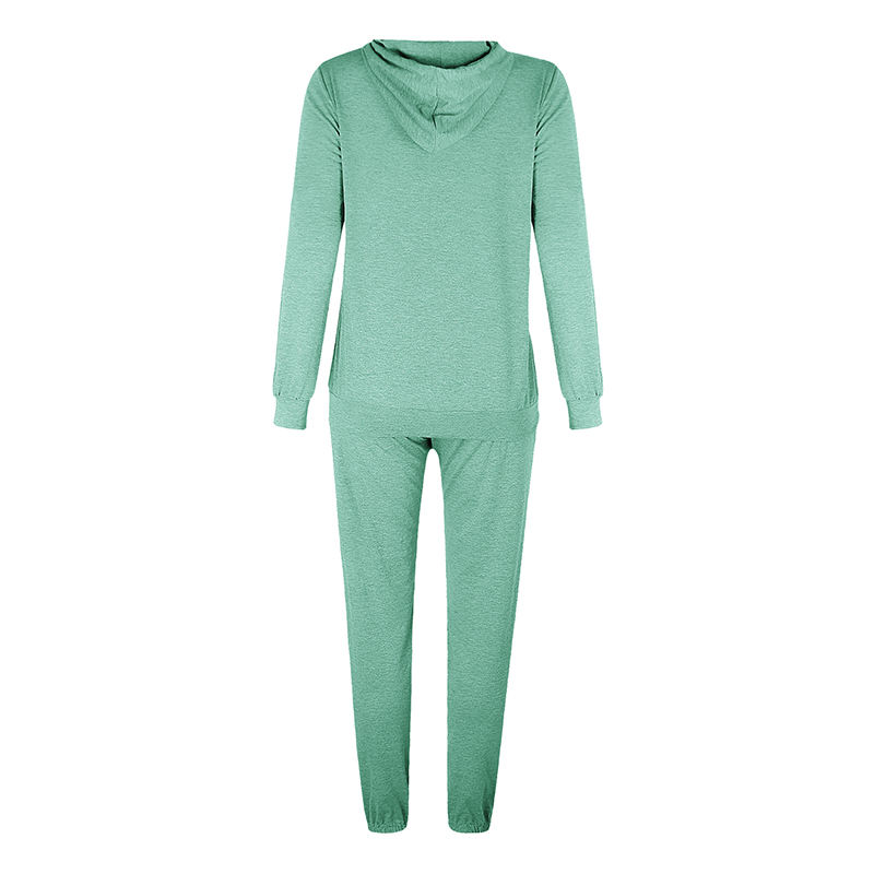 Green Drawstring Hoodie with Pant Set TQK710131-9