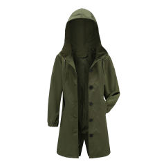 Army Green Weatherproof Hooded Outdoor Rainproof Coat TQK280160-27