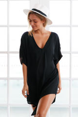 Black Breezy Tie The Knot Beach Cover Up