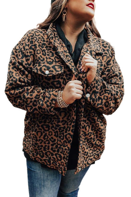 Plus Size Leopard Jacket PL851015-20