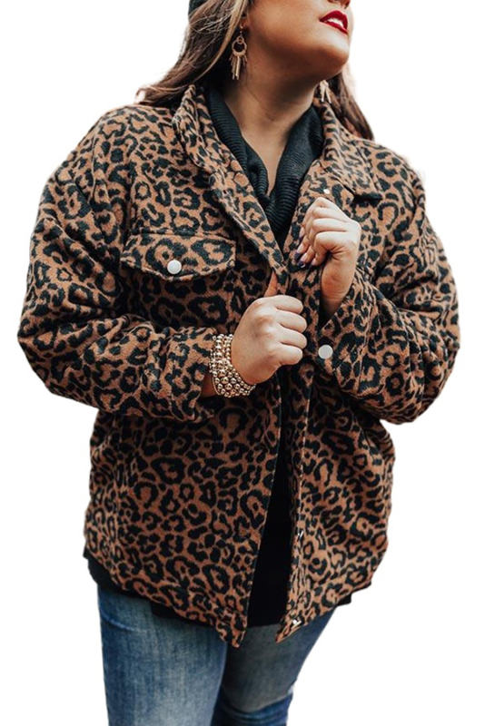 Plus Size Leopard Jacket PL851015-20