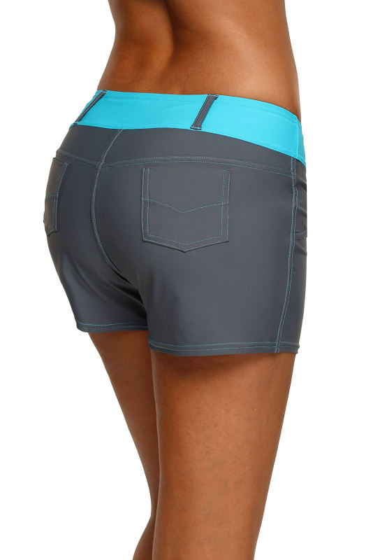 Mint Waistband Faux Denim Sports Shorts