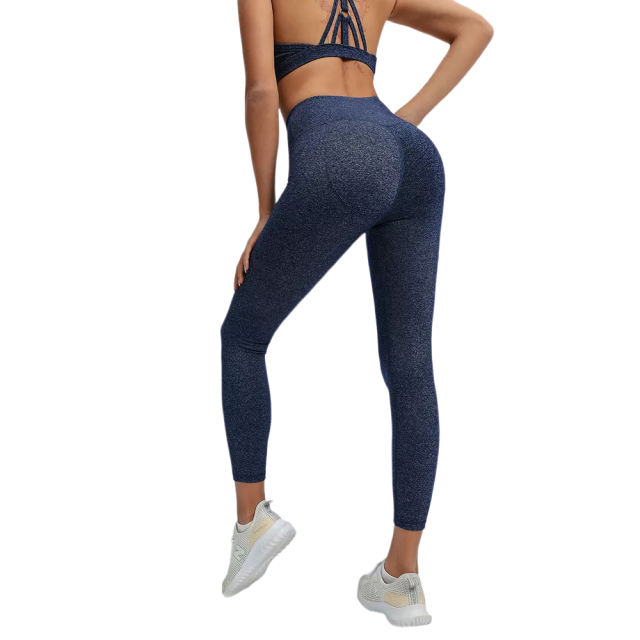 Blue Front Criss-cross Bra with Pant Yoga Set TQE91346-5