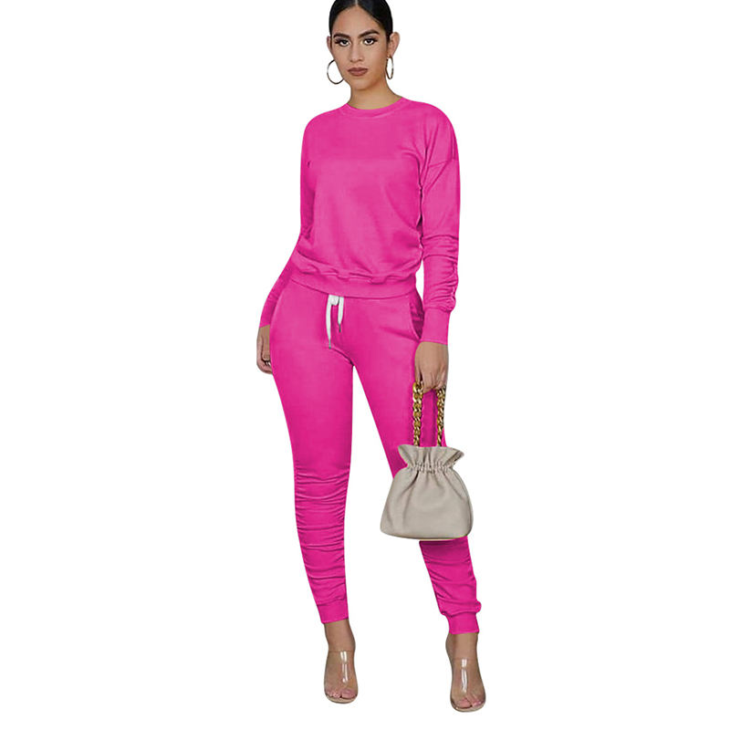 Rosy Cotton Blend Sweatshirt Joggers Loungewear Set TQK710133-6