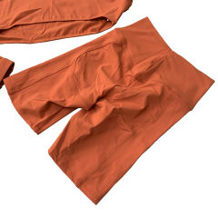 Orange 3pcs Yoga Bra Crop Hoodie and Shorts Set TQE91365-14