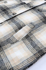 Black Vintage Plaid Fleece Lining Jacket LC854187-2