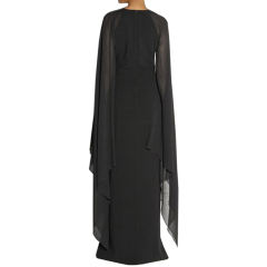 Black Crepe Flared Sleeve Bodycon Maxi Dress LCSN070-2