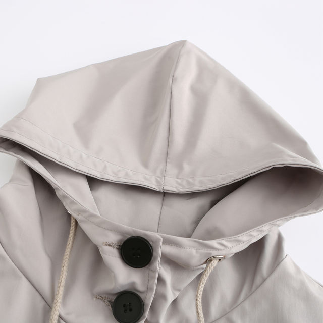 Light Gray Weatherproof Hooded Outdoor Rainproof Coat TQK280160-25