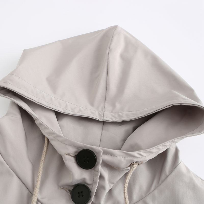 Light Gray Weatherproof Hooded Outdoor Rainproof Coat TQK280160-25