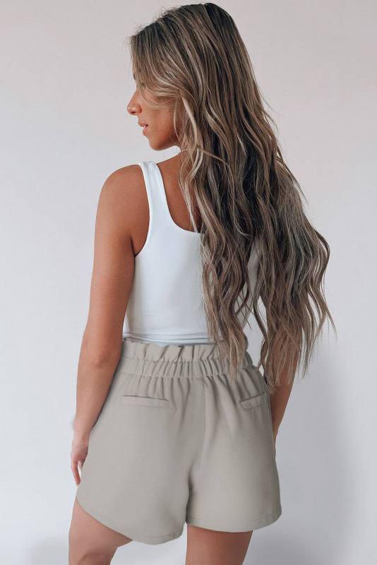 Gray Linen Mix Paper Bag Shorts LC731168-11