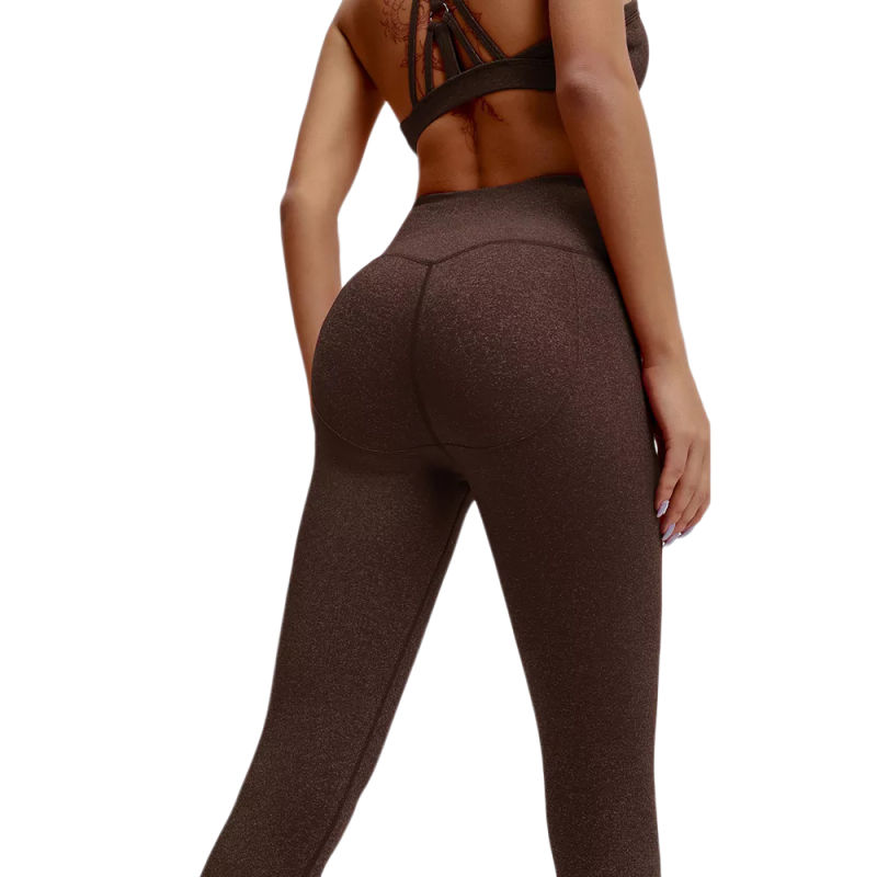 Coffee Front Criss-cross Bra with Pant Yoga Set TQE91346-15