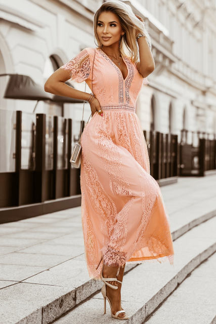 Pink Fill Your Heart Lace Maxi Dress LC611316-10