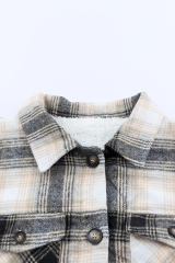 Black Vintage Plaid Fleece Lining Jacket LC854187-2