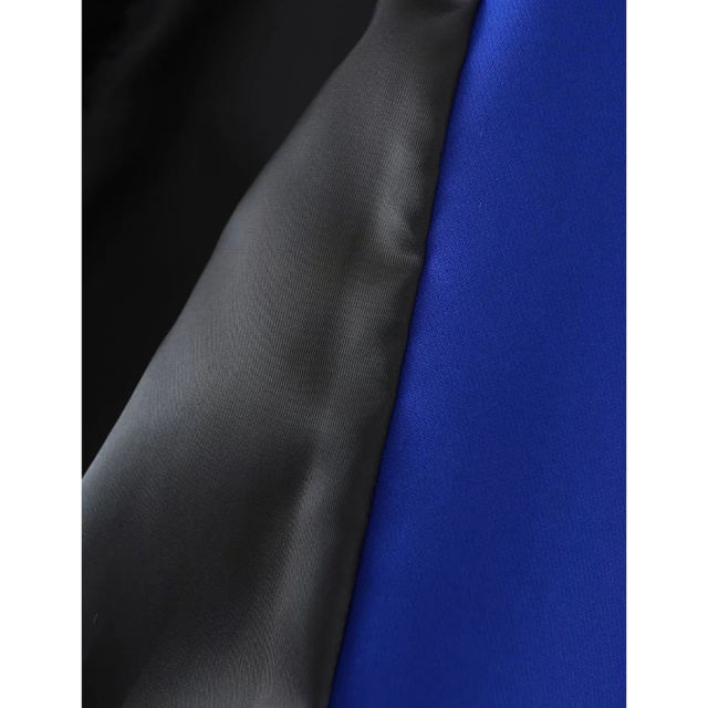 Blue Lapel Collar Button Solid Color Blazer TQK260054-5