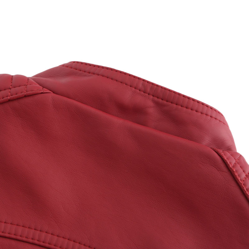Red Zipper Slim Fit Motorcycle PU Leather Jacket TQK280090-3