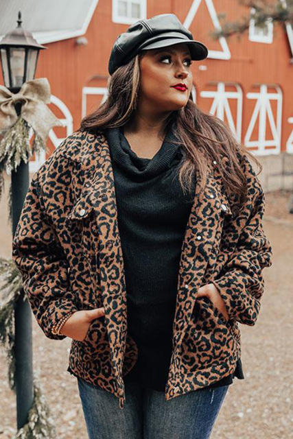 Plus Size Leopard Jacket PL851015-20